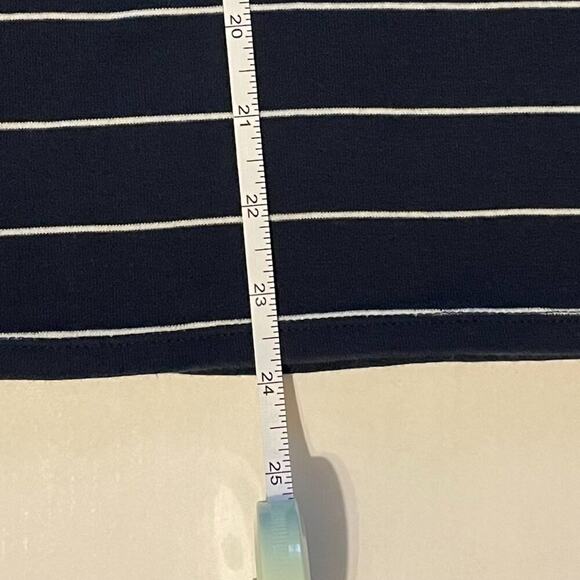 J. Jill Pima Cotton 3/4 Sleeve V-Neck Top Navy White Stripe Pullover, Size L - Picture 8 of 11